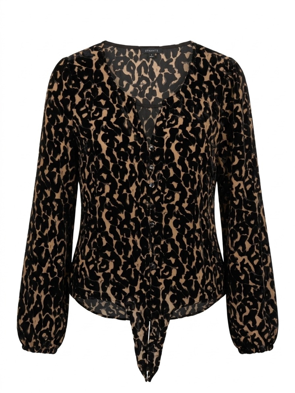 Buffalo David Bitton Women’s M Leopard Burnout Velvet Tie Front Sheer Blouse